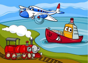 Happy plane, train and boat birthday card