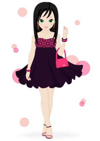 Girl wearing purple dress birthday card