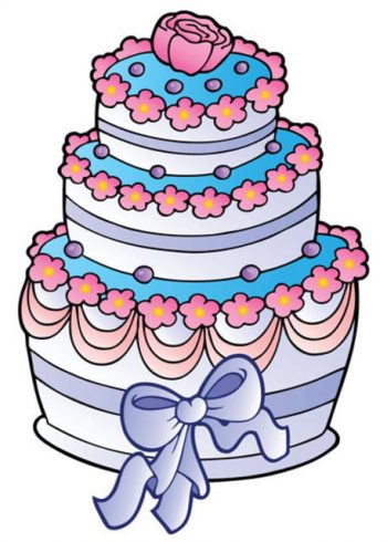 Floral cake with white background birthday card