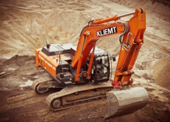 Close up of large digger birthday card