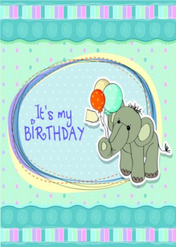 It's my birthday with baby elephant birthday card