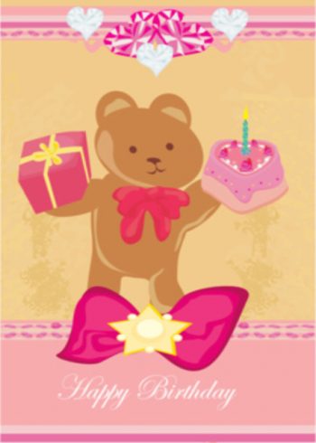 Happy birthday with teddy bear birthday card
