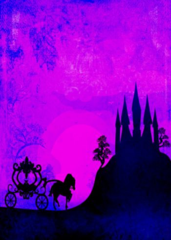 Fantasy castle with pink background birthday card