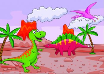 Colourful dinosaurs birthday card
