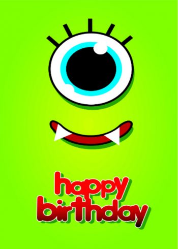 Happy birthday with eye and smile with lime background birthday card