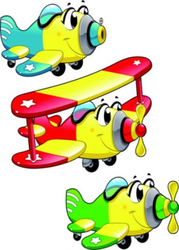 Three colourful planes birthday card
