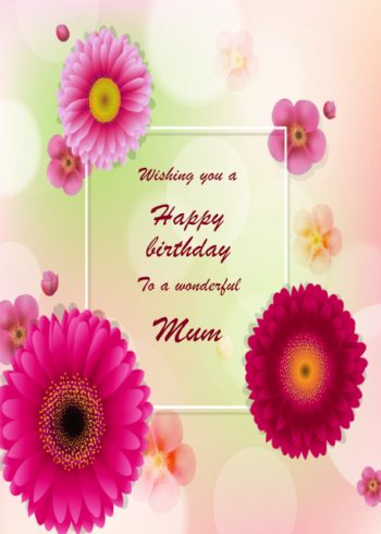 Pink flowers birthday card - Happy birthday Mum