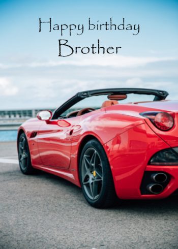 Red Ferrari California sports car Brother birthday card