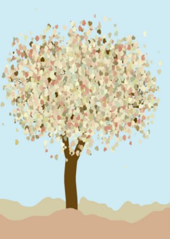 Tree with heart shaped leaves birthday card