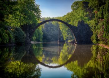 Arch over river birthday card