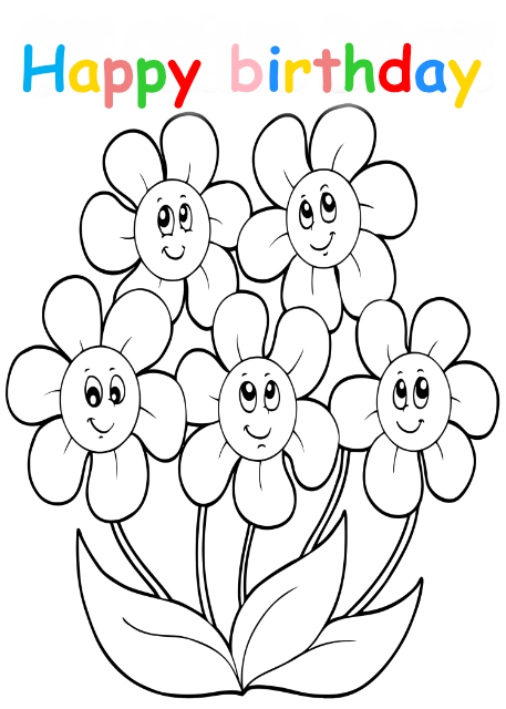 8210 - Colouring in birthday card with flowers - Beebooh Wholesale