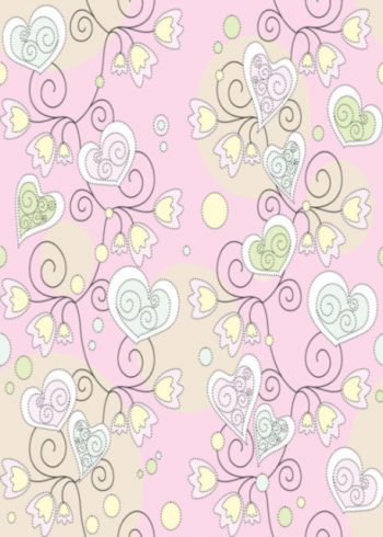 Flowers and hearts with pale pink background birthday card