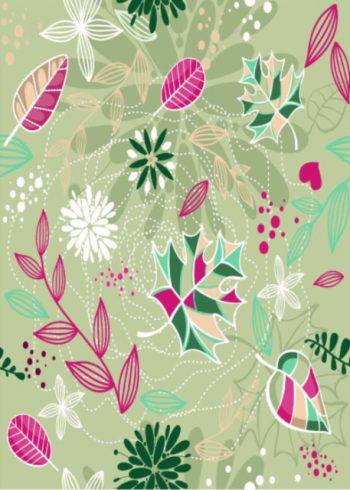 Colourful foliage with green background birthday card