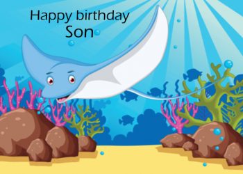 Happy ray fish Son birthday card