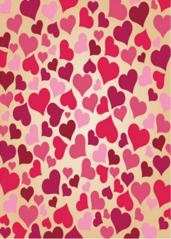 Pink hearts with cream background valentine card