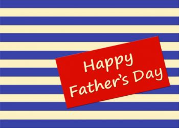 Happy Father's Day with blue and cream striped background card