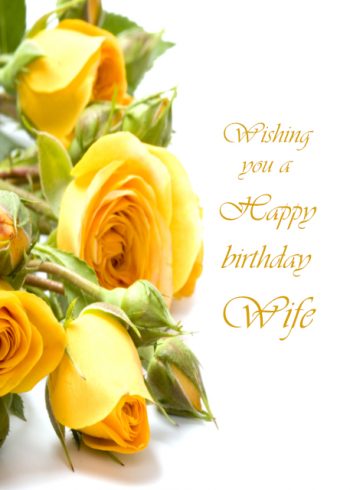 Yellow roses Wife birthday card