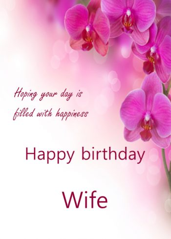 Pink orchids Wife birthday card