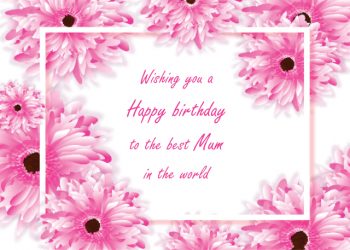 Pretty pink and white flowers Mum birthday card