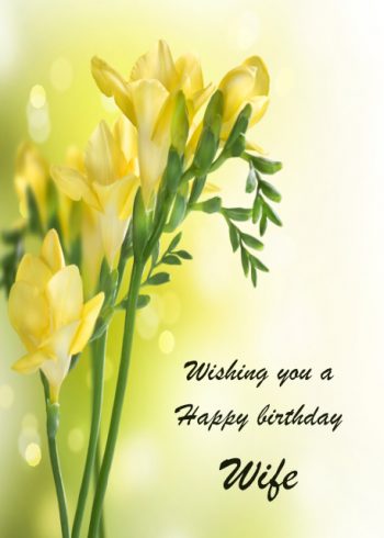 Yellow freesia flowers Wife birthday card