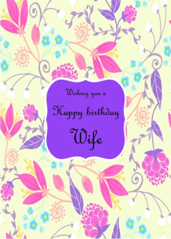 Pastel flowers and leaves Wife birthday card