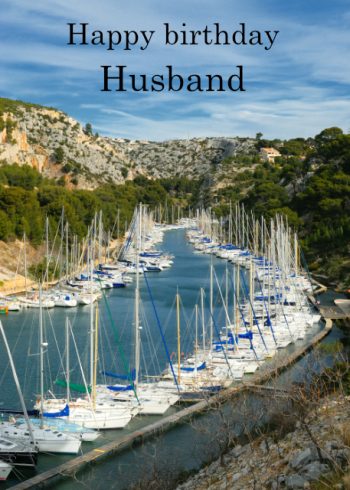 Moored yachts Husband birthday card