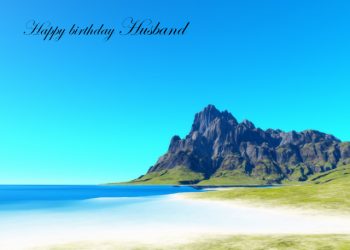 Rocky cliffs and shoreline Husband birthday card