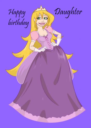Beautiful princess with long hair Daughter birthday card