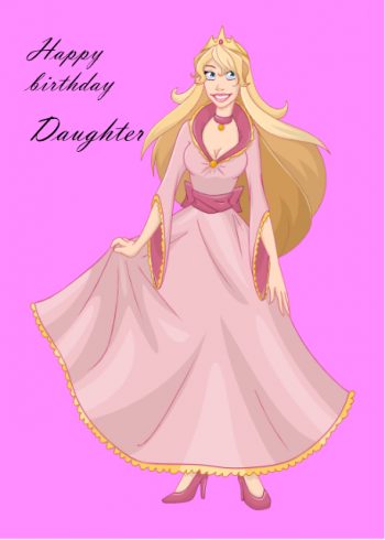 Beautiful princess with long hair Daughter birthday card