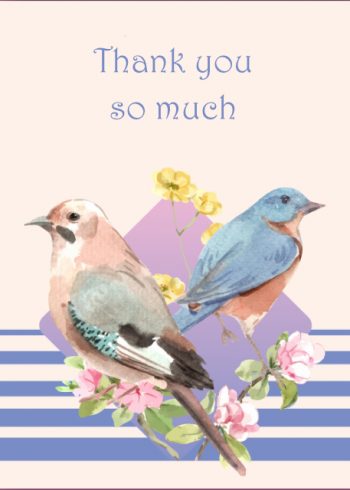 Colourful bird and flowers Thank you card
