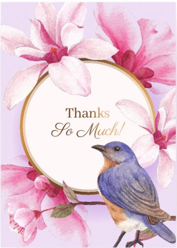 Colourful bird and flowers Thank you card